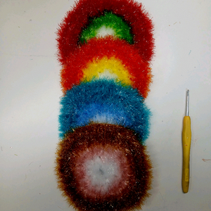 핸드메이드 알록달록 수세미 세트4개