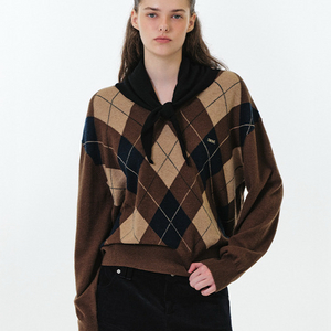 그로브스토어 모노 아가일 니트 브라운