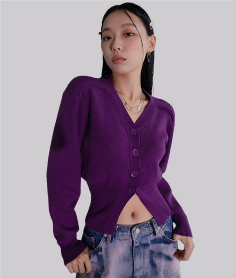 어반드레스 니트가디건 진보라 새상품--0