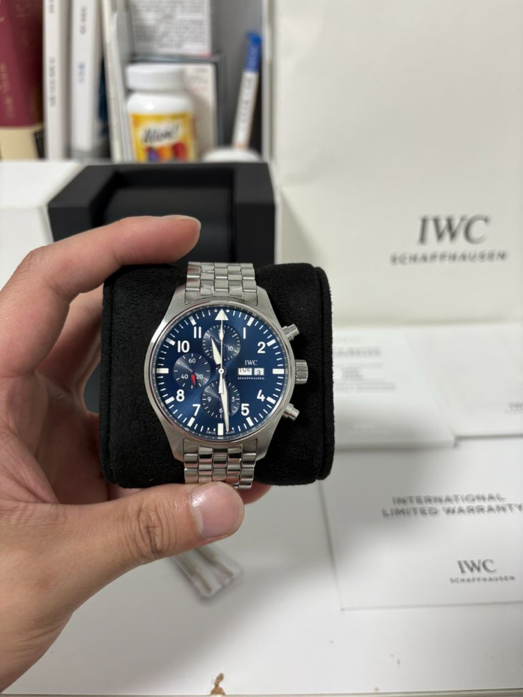 (판,교) IWC 파일럿 크로노그래프 43mm 스틸시계 풀구성+고급와인더 판매 이미지