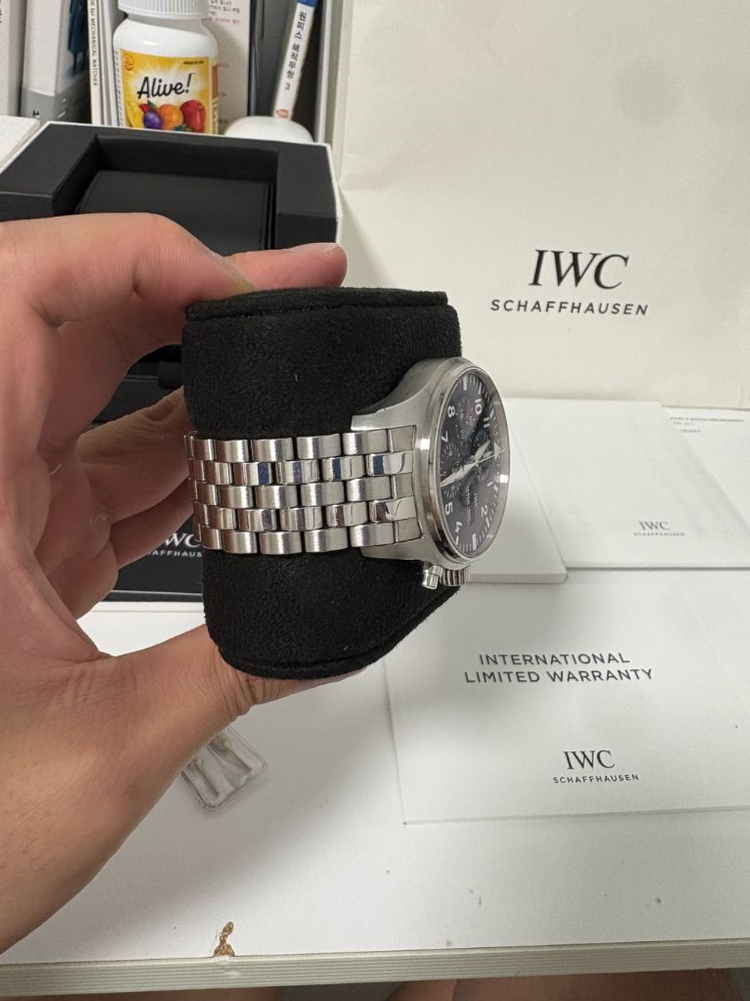 (판,교) IWC 파일럿 크로노그래프 43mm 스틸시계 풀구성+고급와인더 판매 이미지