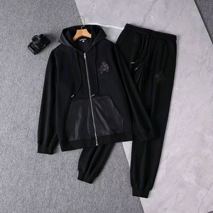 크롬하츠 남성 가죽패치 트레이닝복 세트 블랙 XL