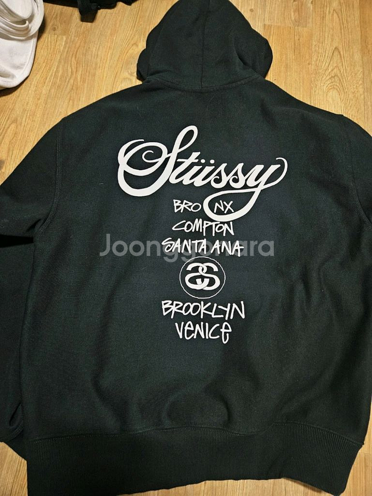 [L] 스투시 월드투어 후드티 일본 오사카 매장판 블랙--1