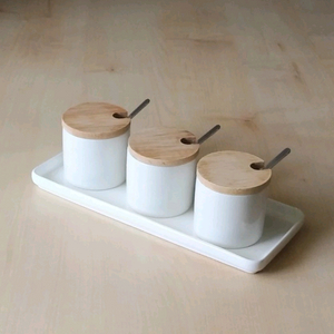 주방용품/도자기 양념통 세트(도자기받침 포함) 3개 일괄