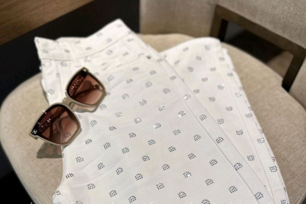 [새상품] 수입의류 큐빅 하이웨스트 데님 팬츠 화이트 청바지--5