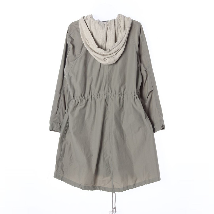 [F]난닝구 카키 후드 사파리 야상 피쉬테일 롱 점퍼 재킷--1