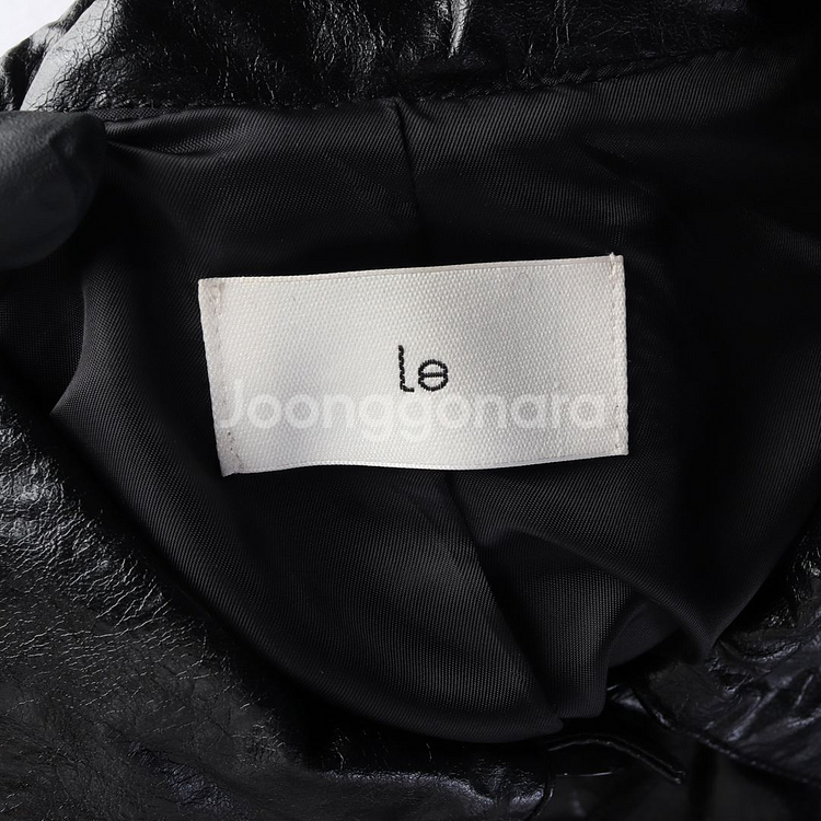 [F]LE 르 블랙 레더 크랙 싱글 가죽 코트 재킷--4