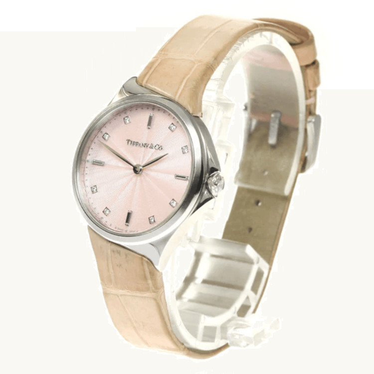티파니앤코 메트로 2 60874743 8P 다이아몬드 핑크 다이얼 쿼츠 여성용 시계--1