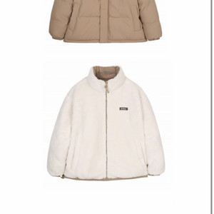 후아유 리버서블 보아 숏푸퍼 베이지 S