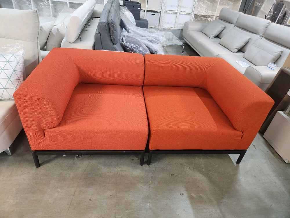한샘 레이어드 패브릭 소파 3인용 에페 오렌지 원단 이미지