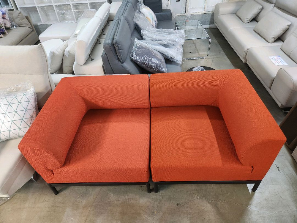 한샘 레이어드 패브릭 소파 3인용 에페 오렌지 원단 이미지