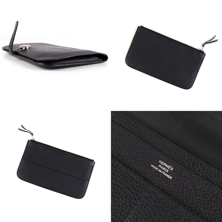 [중고명품다올] 에르메스 도곤 듀오 장지갑 블랙 은장 U각인 이미지