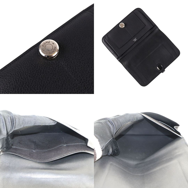 [중고명품다올] 에르메스 도곤 듀오 장지갑 블랙 은장 U각인 이미지