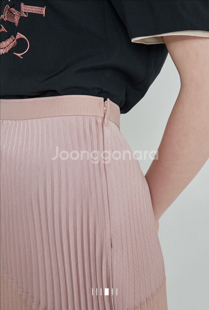 sjsj 핑크 플리츠 스커트--3