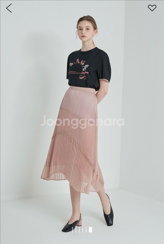 sjsj 핑크 플리츠 스커트--5