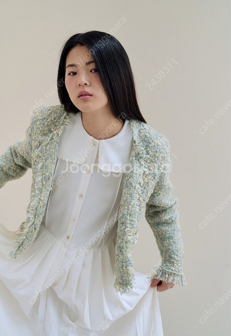 fletta 플레따 트위드 니트 자켓 핑크그레이 판매 Tweed Knit Jacket Pink Gray--6