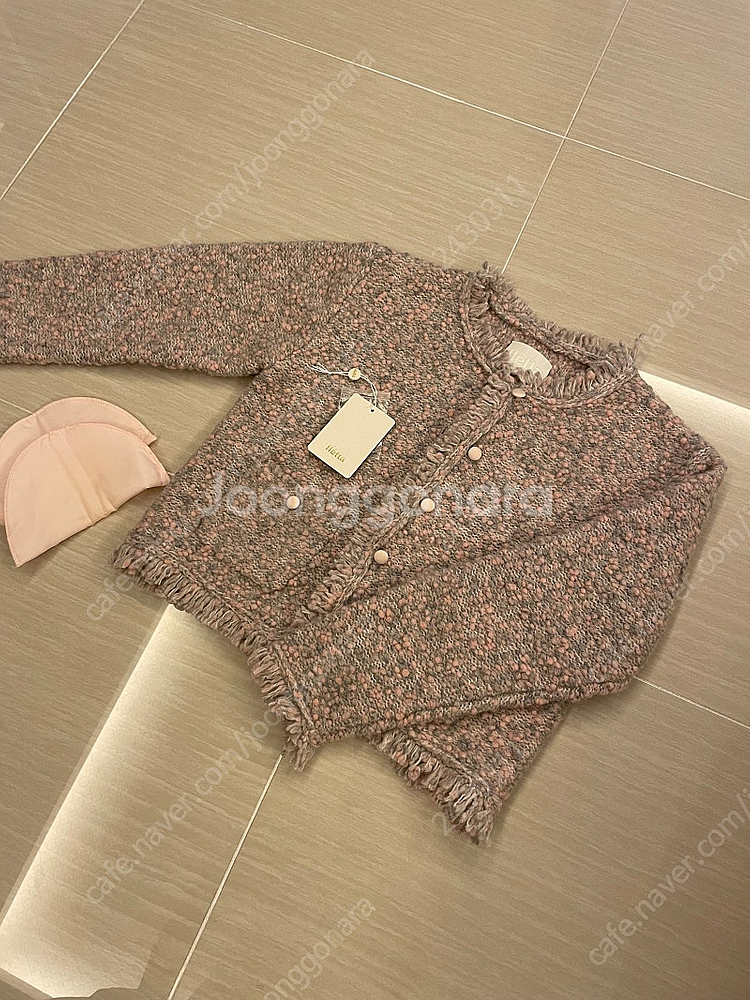 fletta 플레따 트위드 니트 자켓 핑크그레이 판매 Tweed Knit Jacket Pink Gray--8