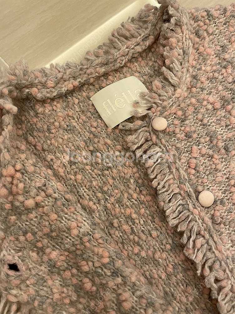 fletta 플레따 트위드 니트 자켓 핑크그레이 판매 Tweed Knit Jacket Pink Gray--9