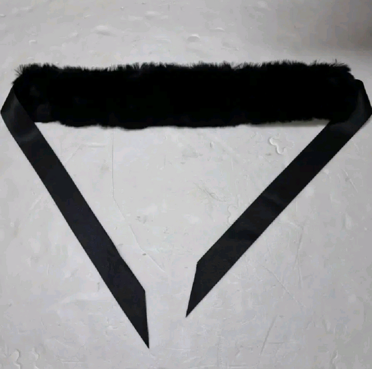 토끼털 새틴 리본 목도리--1