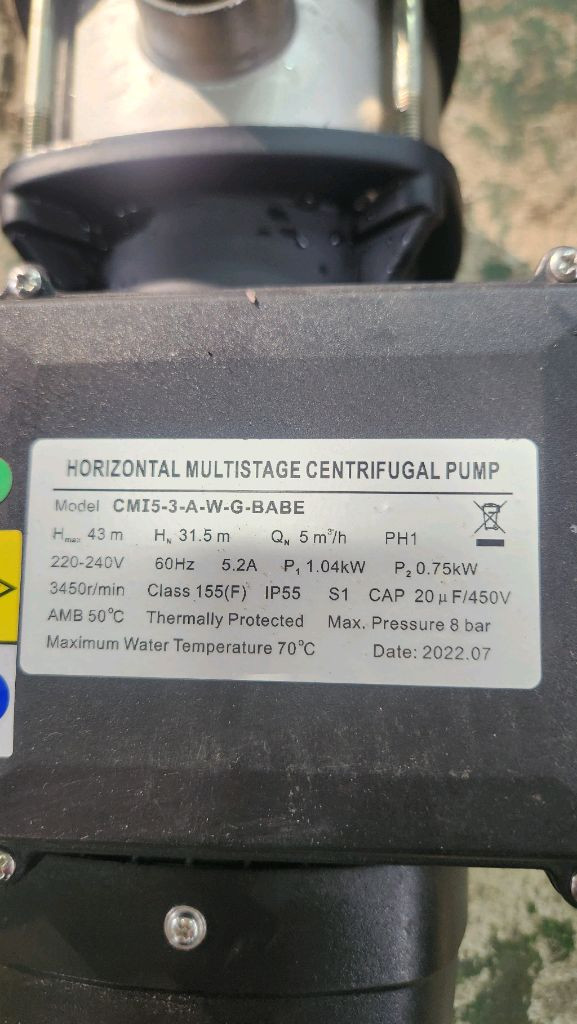 스텐 횡형원심다단펌프 1마력--1