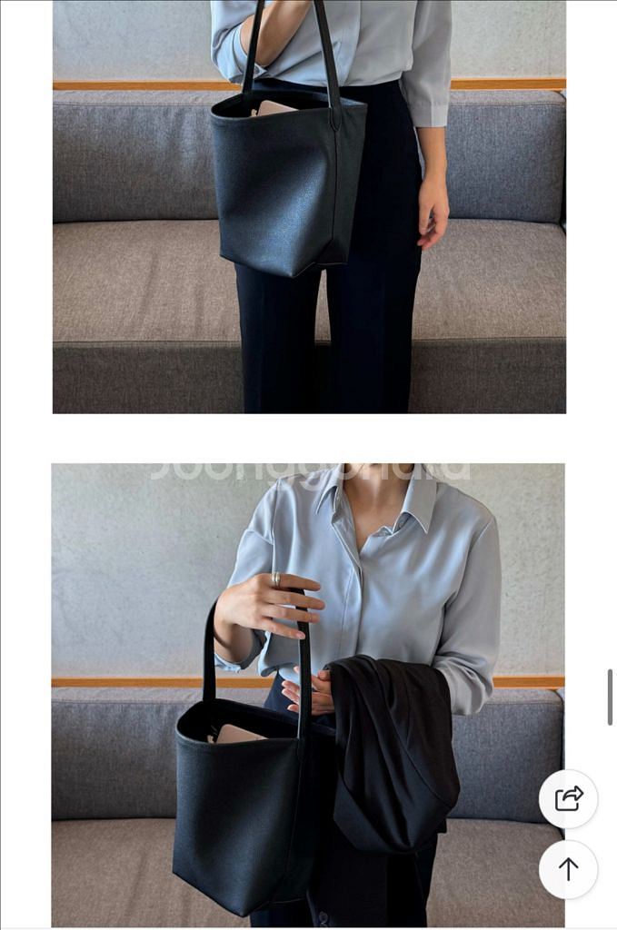 더로우 파크백 블랙 미듐 더로우맛 소가죽 버킷백--1