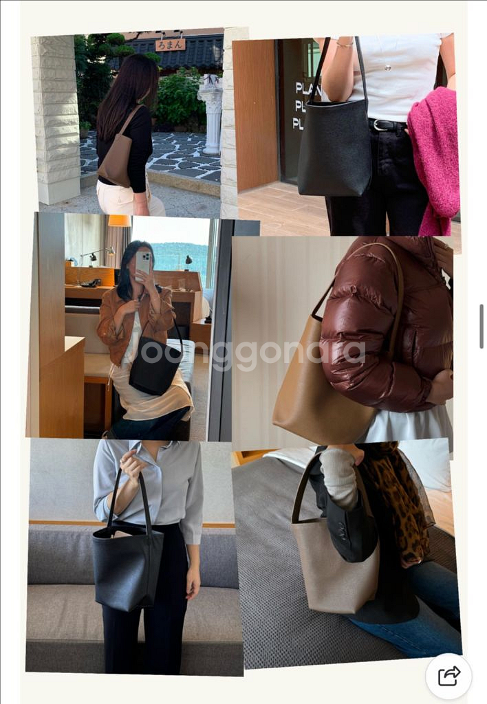 더로우 파크백 블랙 미듐 더로우맛 소가죽 버킷백--2