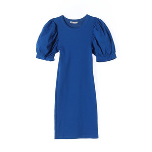 [S]자라 블루 퍼프 슬리브 반팔 원피스 드레스 이미지