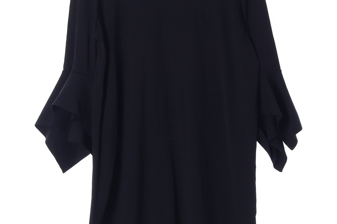 [L]코스 블랙 러플 슬리브 니트원피스--3