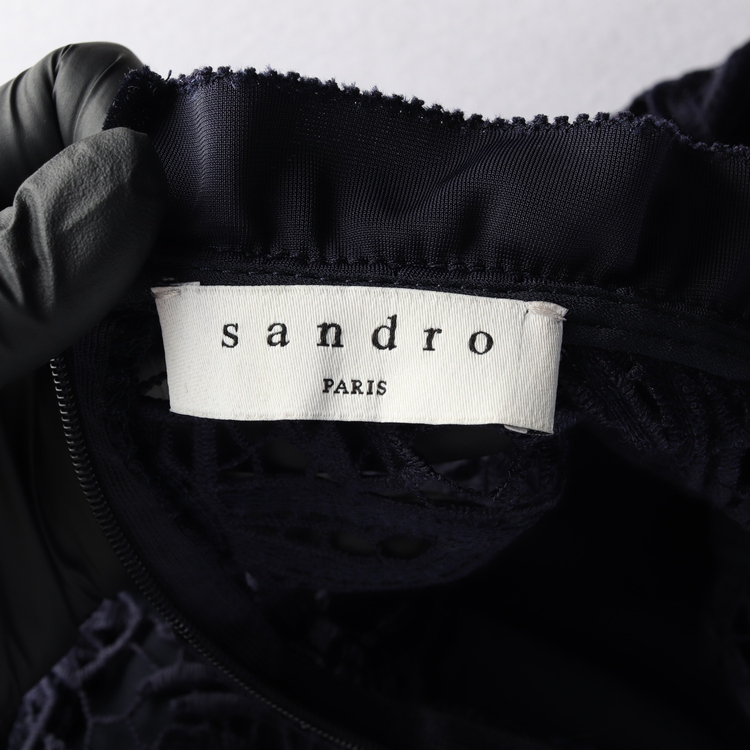 [S]산드로 퍼플 플로럴 레이스 레이어드 원피스 하객룩 드레스--5