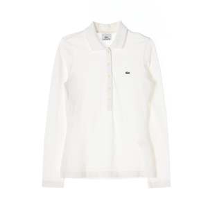 [XS]라코스테 화이트 로고 긴팔 카라티 폴로 티셔츠