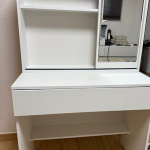 화이트 슬라이딩 거울 화장대