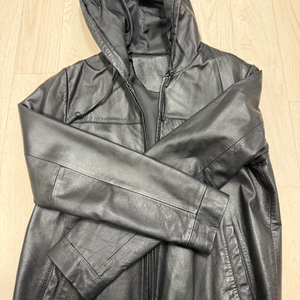 여성 후드 가죽자켓