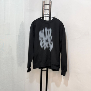 (S)슬로우애시드 레터링프린트 블랙맨투맨 스웻셔츠 4075