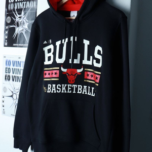 (L-XL) 아디다스 후드티셔츠 불스 블랙 기모