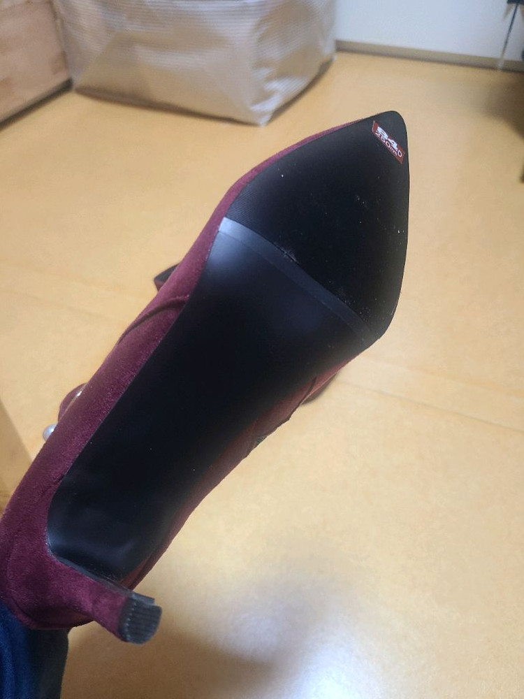 스웨이드 앵클 부츠 베이지 235mm, 버건디 250mm--6