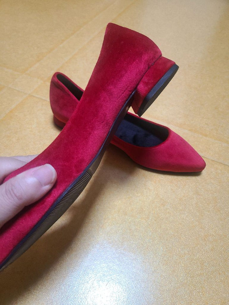 코치 레드 스웨이드 플랫슈즈--2