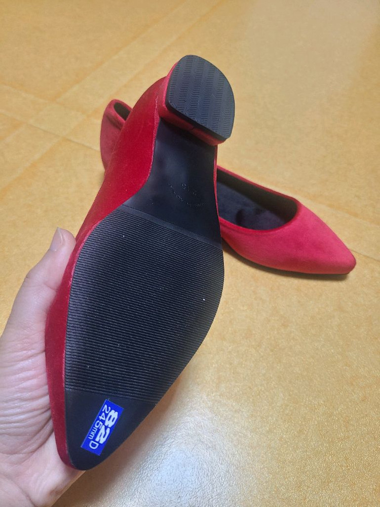 코치 레드 스웨이드 플랫슈즈--3