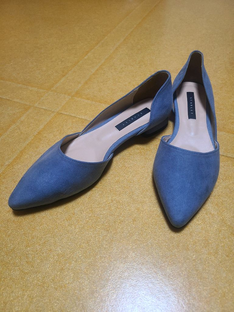 블루 스웨이드 플랫슈즈--1