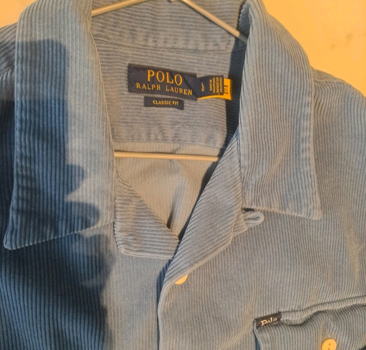 폴로 블루 코듀로이 셔츠 L XL 105 110--1