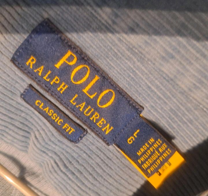 폴로 블루 코듀로이 셔츠 L XL 105 110--2