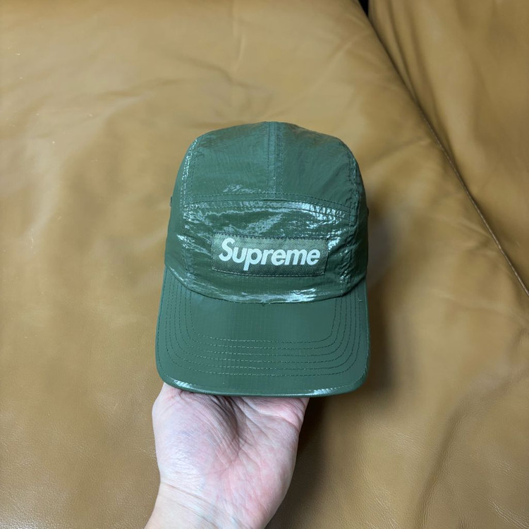 슈프림 캠프캡 모자 박스로고 글로스 립스탑 카키--1