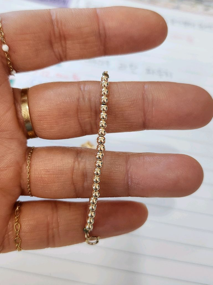 14k 3미리볼 각체인 팔찌--1