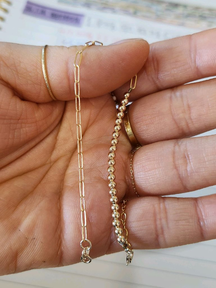 14k 3미리볼 각체인 팔찌--2
