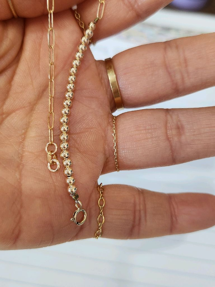 14k 3미리볼 각체인 팔찌--3