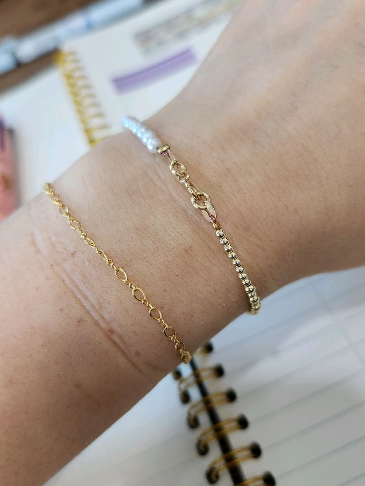 14k3미리볼 최상담수 팔찌--1