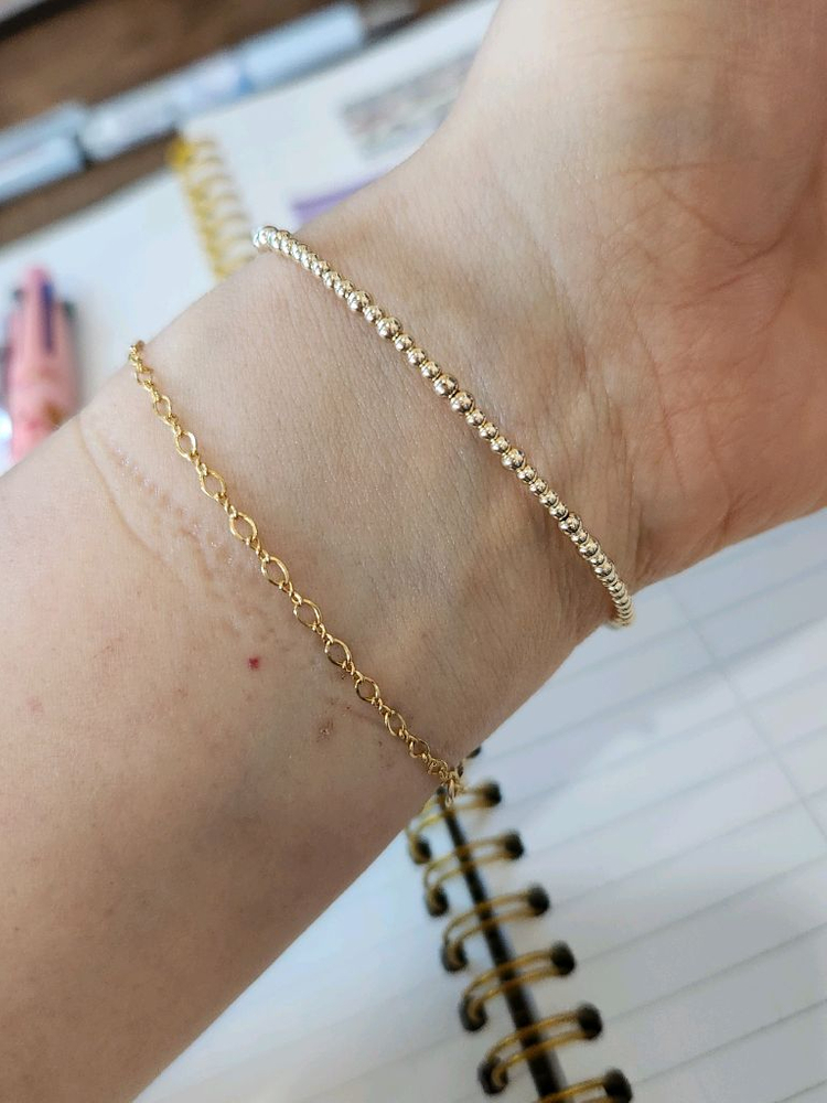 14k3미리볼 최상담수 팔찌--2