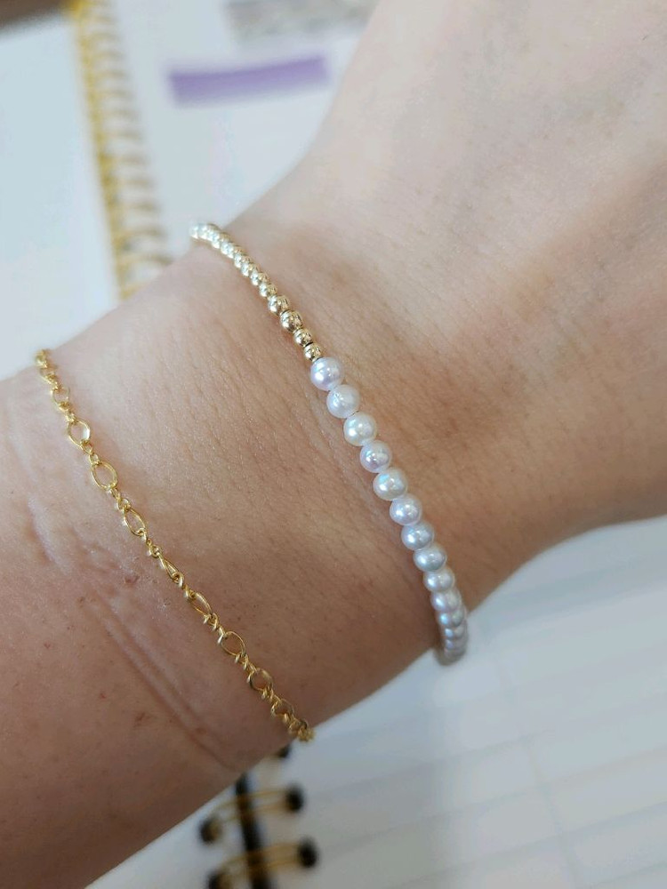 14k3미리볼 최상담수 팔찌--3