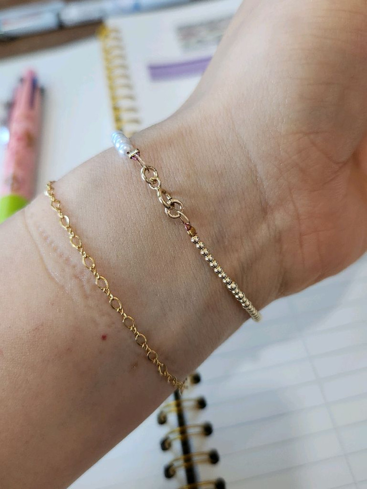 14k3미리볼 최상담수 팔찌--4