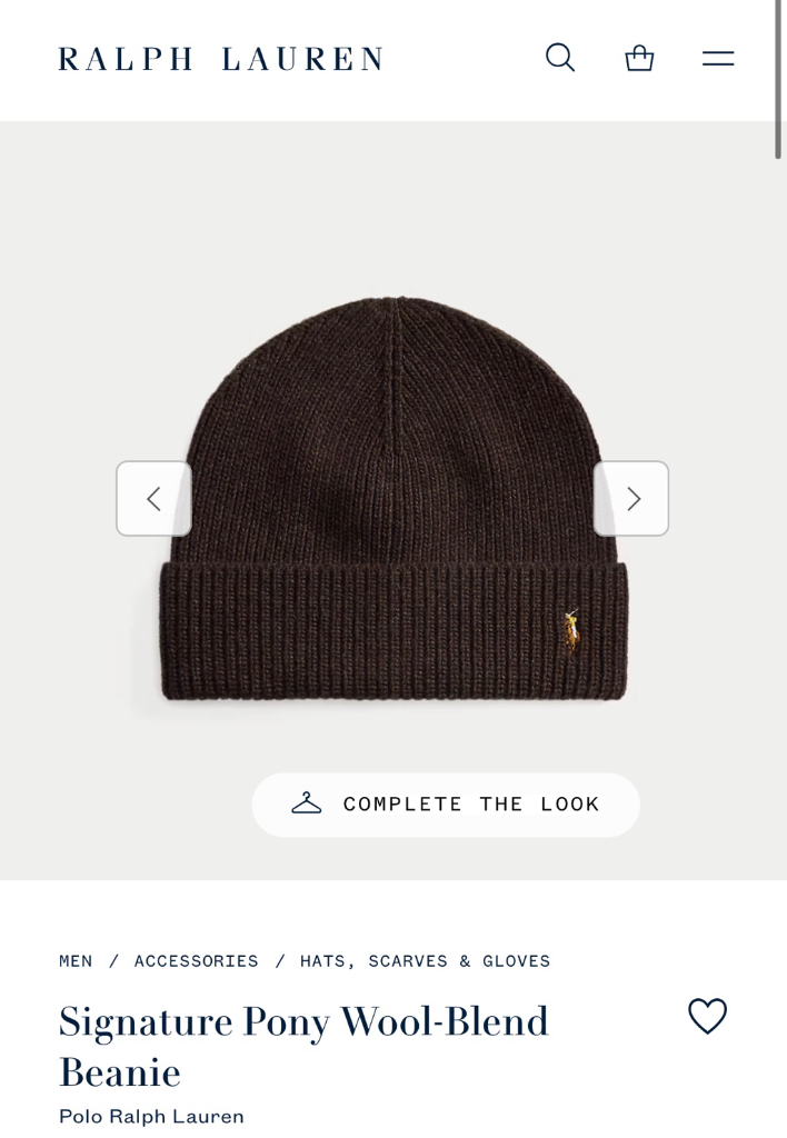 폴로 랄프로렌 맨즈 시그니처 포니 울 블렌드 비니 다크 브라운 색상 미개봉--1
