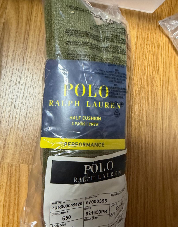 폴로 랄프로렌 맨즈 가먼트 다이드 크루 삭스 3팩 새재품--1